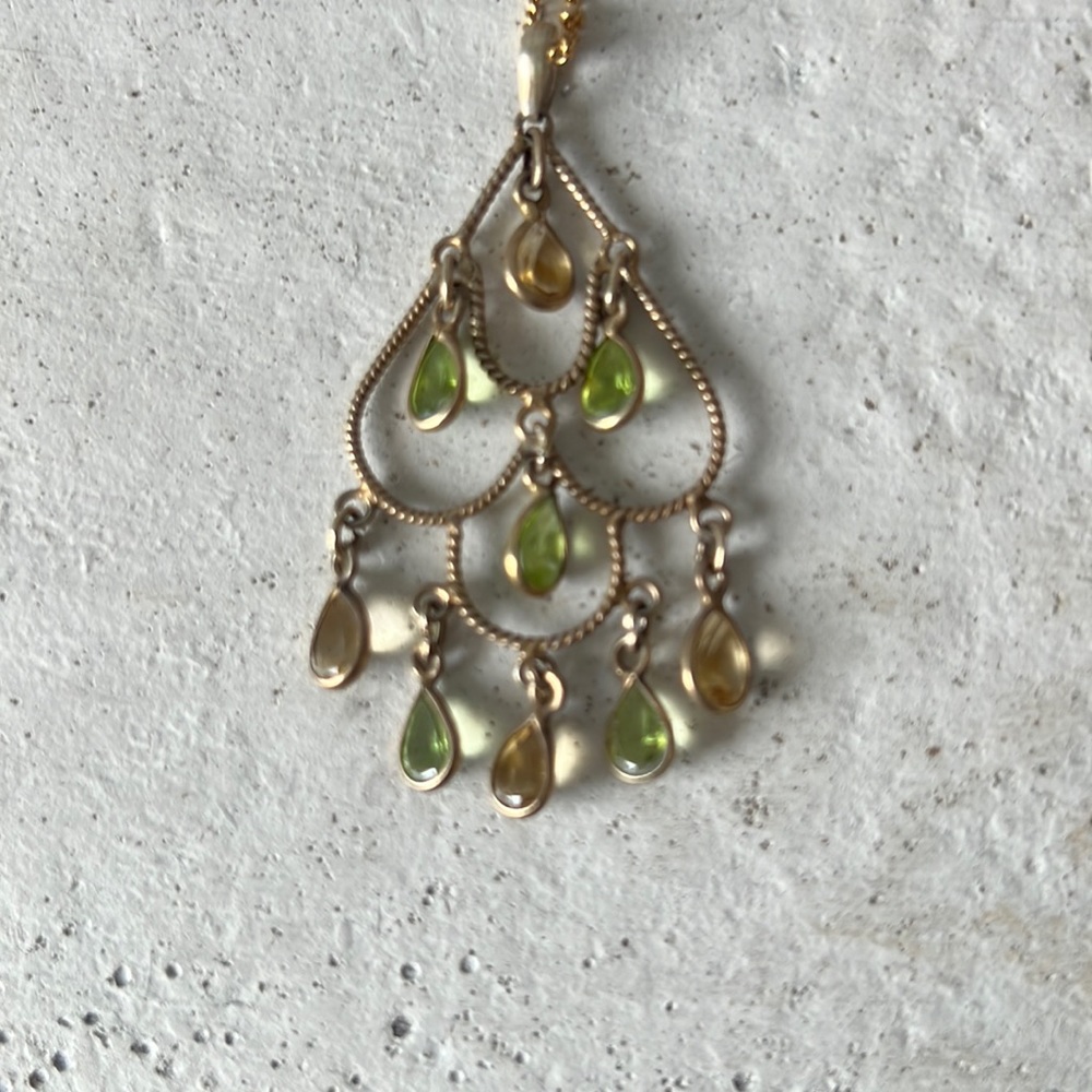 Green and gold crystal chandelier pendant